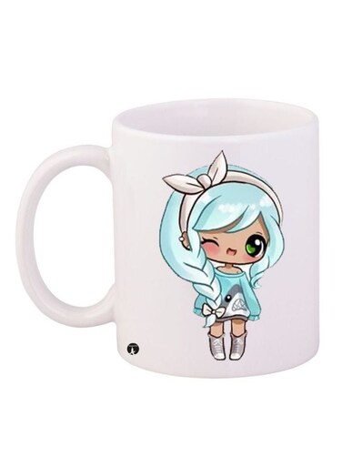Anime Girl Printed Coffee Mug White/Blue/Brown