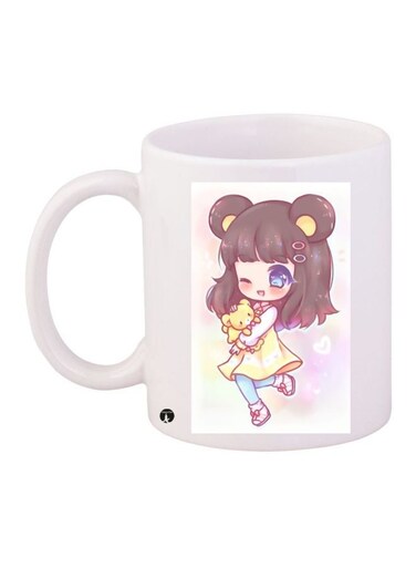 Anime Printed Coffee Mug White/Yellow/Grey 11ounce