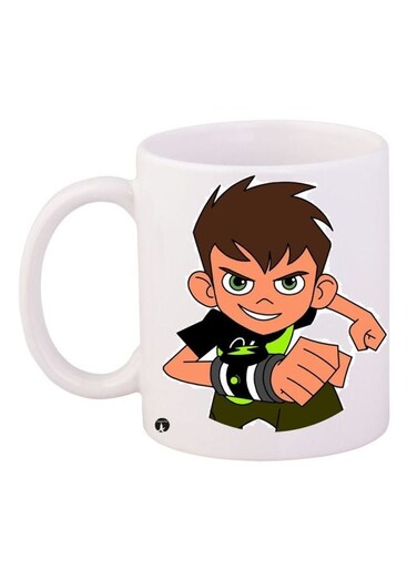 Ben 10 Printed Coffee Mug White/Brown/Green 11ounce