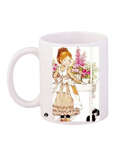 Girl Printed Coffee Mug White/Beige/Pink 11ounce