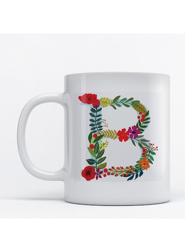 Alphabet B Printed Mug White/Green/Blue