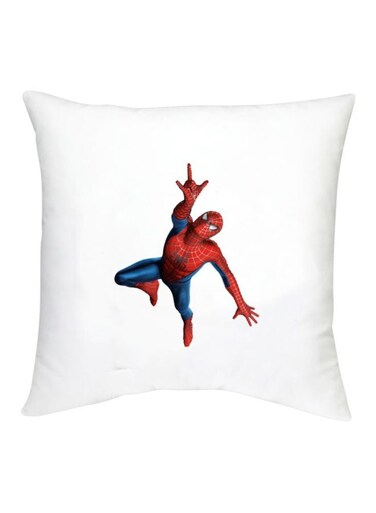 Spider Man Printed Decorative Cushion White/Blue/Red 16x16inch
