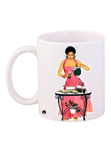 Girl Printed Coffee Mug White/Pink/Green