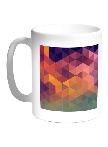Triangle Printed Coffee Mug White/Red/Purple 11ounce