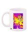 Cartoon Printed Coffee Mug White/Purple/Yellow 11ounce