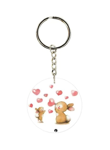 Cartoon Rabbit Themed Single Sided Keychain