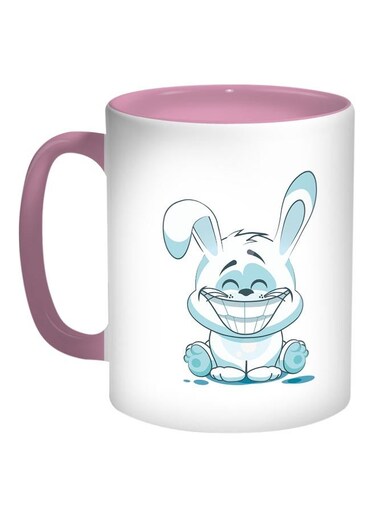 Rabbit Printed Coffee Mug Blue/White/Pink 11ounce