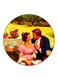 Vintage Art Printed Fridge Magnet Multicolour