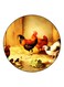 Rooster Printed Fridge Magnet Brown/Red/Black 5.5cm