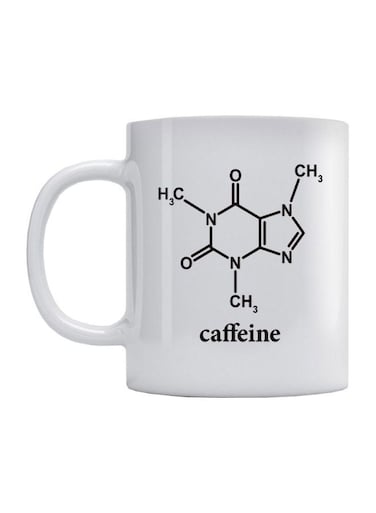 Caffeine Printed Mug White/Black 350ml