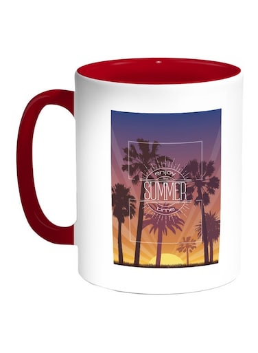 Enjoy The Summer Time Printed Coffee Mug Red/White/Yellow 11ounce
