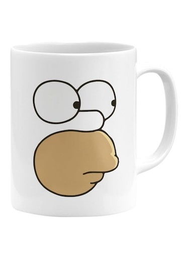 Homer Simpson Face Printed Coffee Mug White/Black/Brown