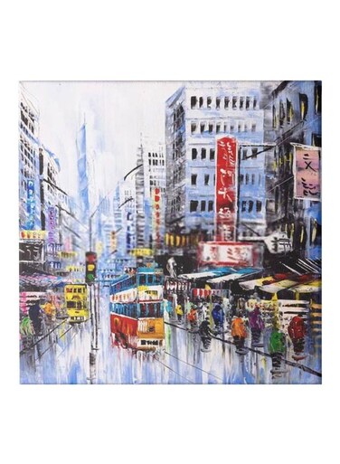City Themed Canvas Wall Painting With Frame Multicolour 50x50cm