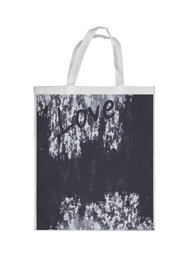 Love Printed Shopping Bag Black/White