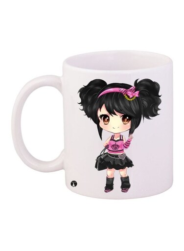 Anime Girl Printed Coffee Mug White/Black/Pink