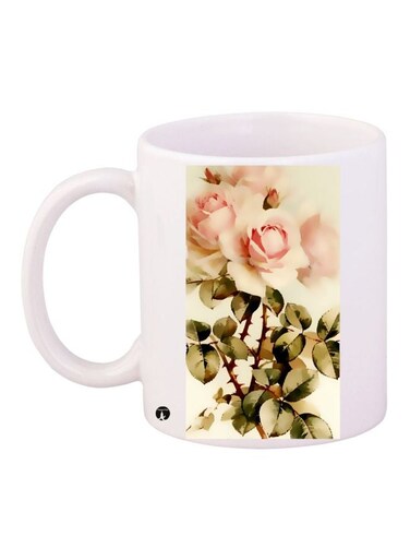 Printed Coffee Mug White/Pink/Green 11ounce
