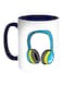 Headphone Printed Coffee Mug White/Blue 11ounce