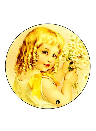 Vintage Art Printed Fridge Magnet Round Multicolour
