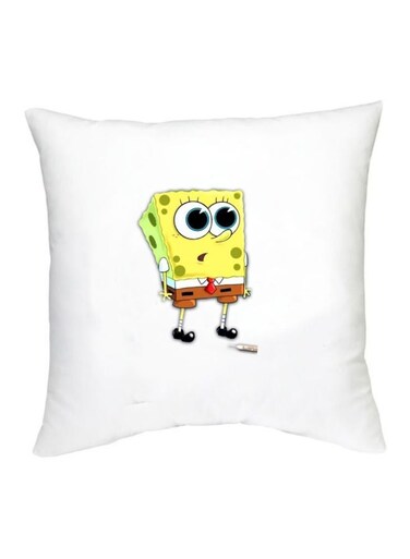 SpongeBob Character Printed Cushion White/Yellow/Brown 16x16inch