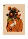 Floral Printed Metallic Plate Beige/Orange/Green 20x15cm