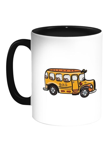 School Bus Printed Coffee Mug White Black