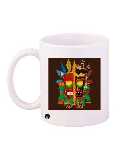 Crash Printed Mug White/Brown/Yellow