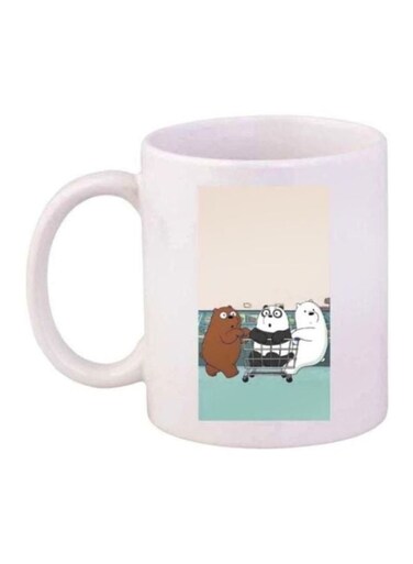 Cartoon Bear Printed Coffee Mug White/Blue/Beige