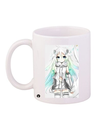 Cartoon Girl Printed Coffee Mug White/Blue/Grey 11ounce