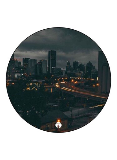 A City Printed Fridge Magnet Grey/Orange/Black