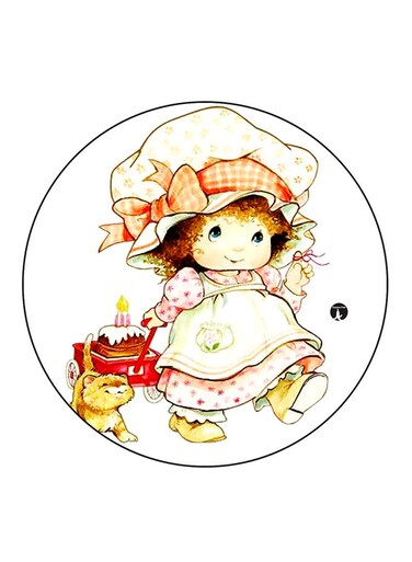 Girl Printed Fridge Magnet Round Multicolour