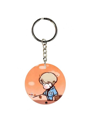 Cartoon Boy Printed Dual Sided Keychain