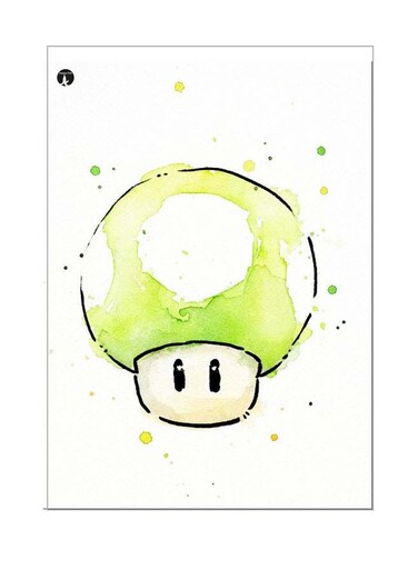 Cartoon Themed Metallic Plate White/Green/Black 20x15cm