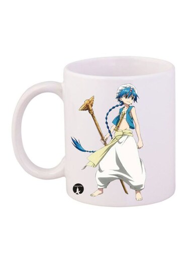 Labyrinth Of Magic Anime Printed Mug White/Blue/Beige 12ounce