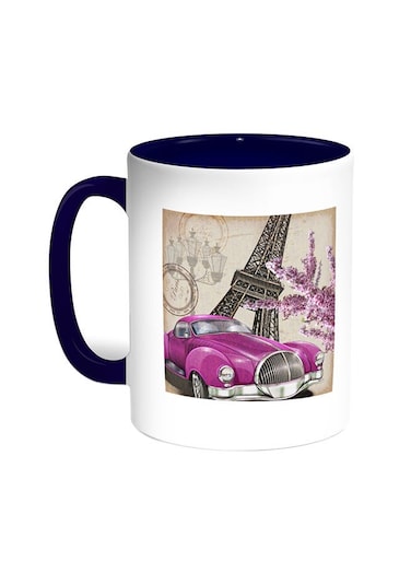 Classic Car - Paris Printed Coffee Mug Blue/White 11ounce
