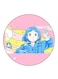 Girl Printed Fridge Magnet Round Multicolour