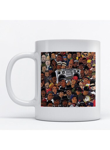 Rappers Printed Mug White/Brown/Yellow