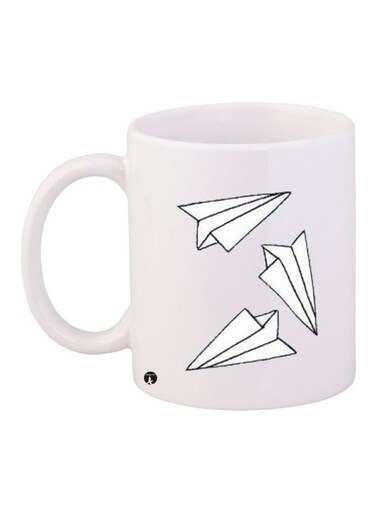 Paper Planes Printed Coffee Mug White/Black 11ounce