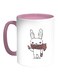 Cartoon Drawings - Rabbits Printed Coffee Mug White/Pink 11ounce
