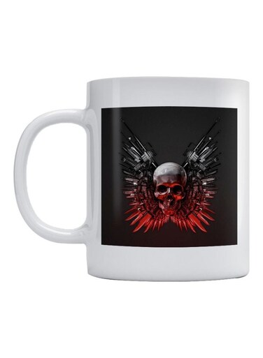 Skull Printed Mug White/Black/Red