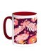 Bird Feathers Printed Coffee Mug Red/White/Pink 11ounce