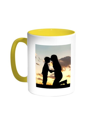 Mother And Child Printed Coffee Mug Yellow/White 11ounce