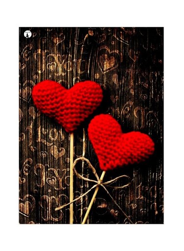 Hearts Themed Metallic Plate Brown/Red 20x15cm