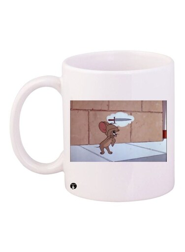 Jerry Printed Coffee Mug White/Brown/Grey