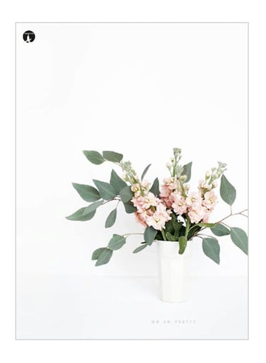 Printed Decorative Plate Grey/White/Pink 15 x 20cm