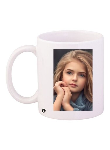 Girl Printed Coffee Mug White/Blue/Brown 11ounce