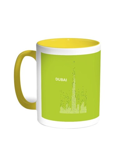 Abstract Drawing - Dubai Towers Printed Coffee Mug Yellow/White 11ounce