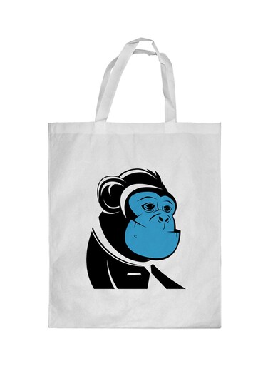 Cartoon Monkey Printed Shopping Bag White