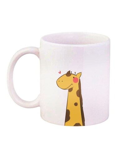 Giraffe Cartoon Printed Coffee Mug White/Yellow/Brown