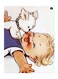 Kid Playing With Dog Printed Decorative Plate Blue/Beige/Brown 20x15cm