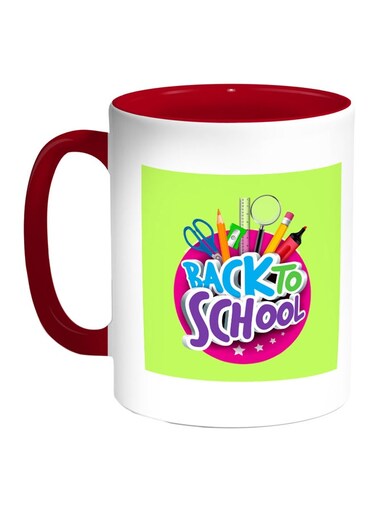 Back To School Printed Coffee Mug Red/White/Green